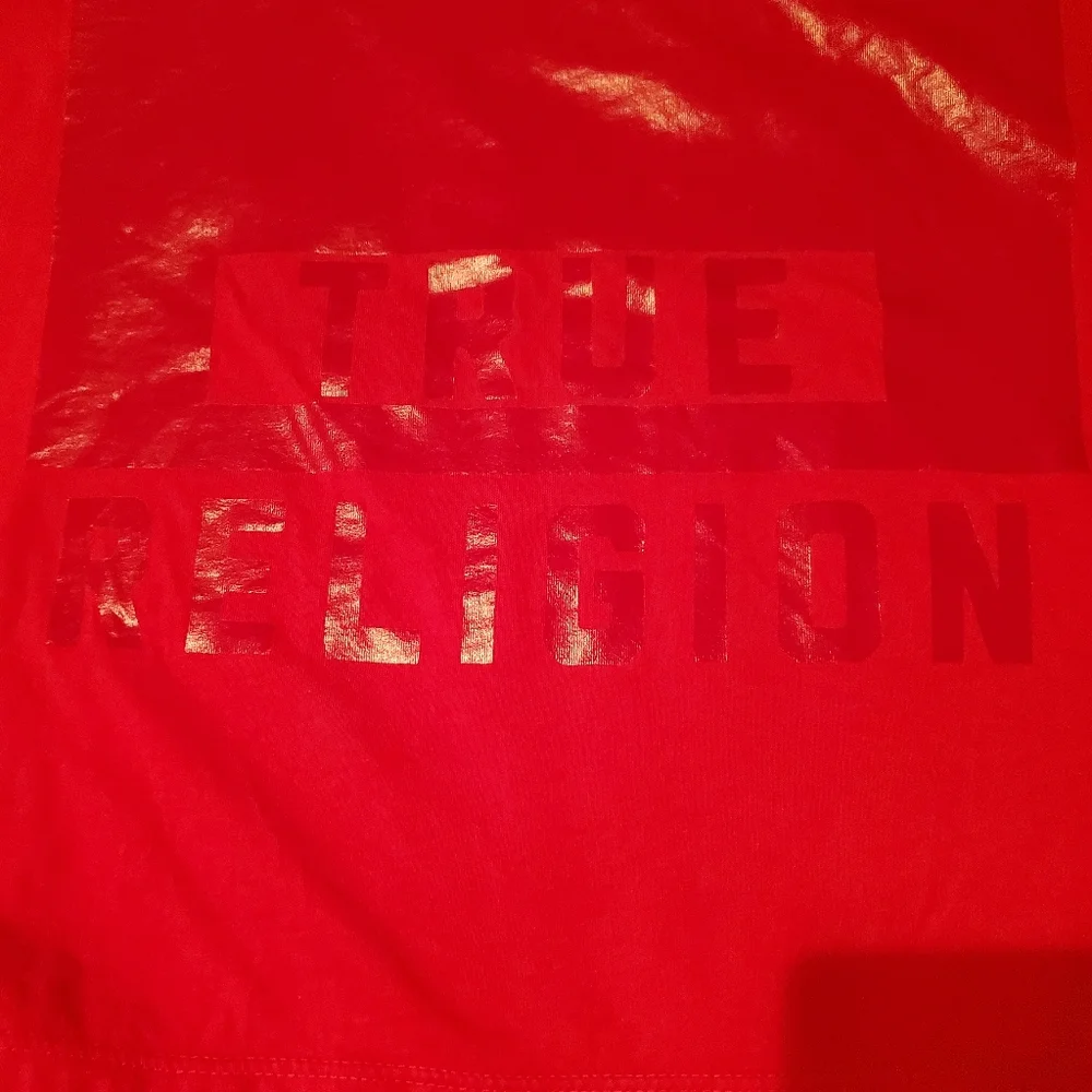 True Religion Men's T-Shirt Red Sz XL EUC